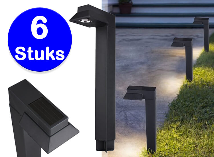 Deal Donkey - Moderne Zwarte Solar Buitenlampen - 6 Led-Buitenlampen Met Nachtsensor Deal Donkey - Moderne Zwarte Solar Buitenlampen - 6 Led-Buitenlampen Met Nachtsensor