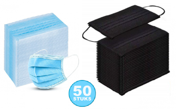 Deal Donkey - Mondkapjes 3 Laags A 50 Stuks - Keuze Uit Zwart Of Blauw Deal Donkey - Mondkapjes 3 Laags A 50 Stuks - Keuze Uit Zwart Of Blauw