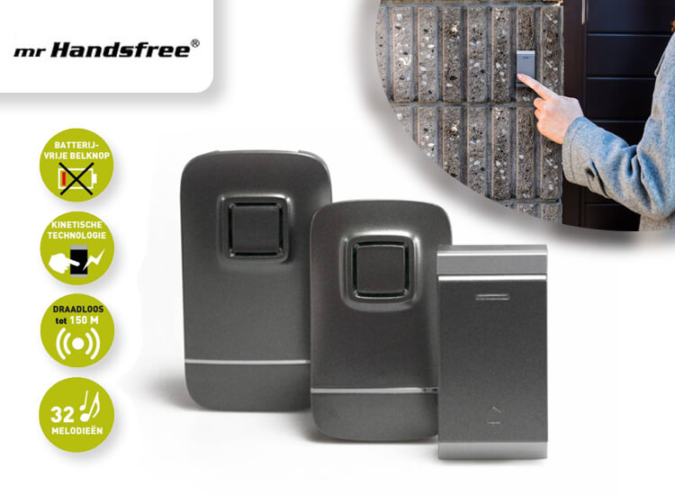 Deal Donkey - Mr Handsfree Ibell Set Kb300 - Draadloze Deurbel - Geen Batterijen Nodig Deal Donkey - Mr Handsfree Ibell Set Kb300 - Draadloze Deurbel - Geen Batterijen Nodig