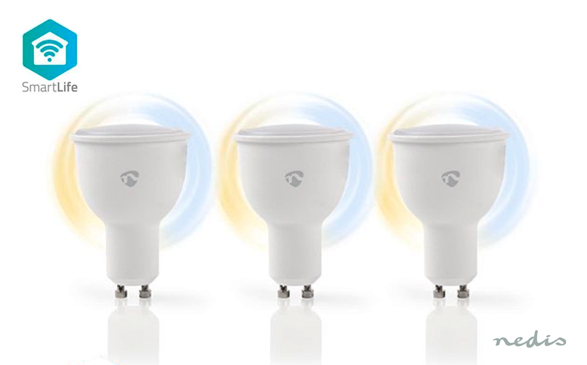 Deal Donkey - Nedis Wifilw30wtgu10 Slimme Wi-Fi Led-Lampen (Warm- Tot Koud-Wit Dimbaar, Gu10-Fitting, 3-Pack)