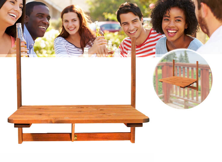 Deal Donkey - Opklapbare Balkontafel 63 X 40 Cm - Van Weerbestendig Hout Deal Donkey - Opklapbare Balkontafel 63 X 40 Cm - Van Weerbestendig Hout