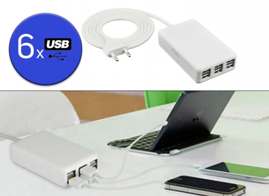 Deal Donkey - Oplader Met 6 Usb Poorten Voor Alle Apparaten