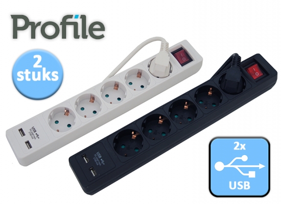 Deal Donkey - Profile Tafelcontactdozen Met 2 Usb-Poorten Deal Donkey - Profile Tafelcontactdozen Met 2 Usb-Poorten