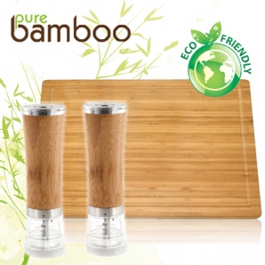 Deal Donkey - Pure Bamboo Elektrische Peper- En Zout Molens + Snijplank