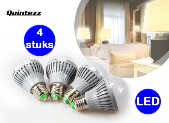 Deal Donkey - Quintezz Led Lampen - Warm White - E27 - 4 Stuks Deal Donkey - Quintezz Led Lampen - Warm White - E27 - 4 Stuks