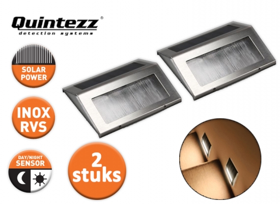 Deal Donkey - Quintezz Solar Led Buitenlampjes- 2 Stuks - Met Nachtsensor Deal Donkey - Quintezz Solar Led Buitenlampjes- 2 Stuks - Met Nachtsensor