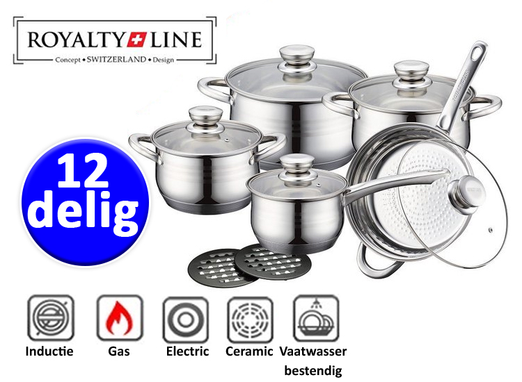 Deal Donkey - Royalty Line 12-Delige Pannenset - Rl-1232 Deal Donkey - Royalty Line 12-Delige Pannenset - Rl-1232
