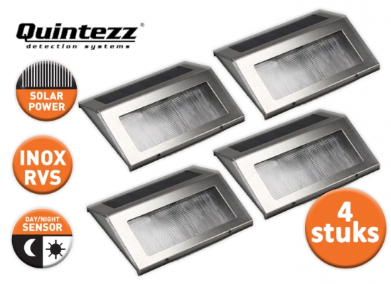 Deal Donkey - Set Van 4 Quintezz Solar Led Buitenlampjes Met Nachtsensor