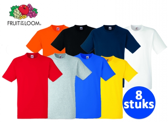 Deal Donkey - Set Van 8 Verschillende Kleuren Fruit Of The Loom T-Shirts