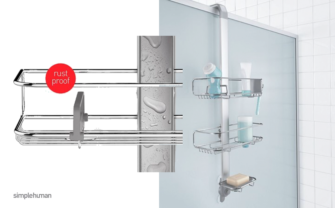 Deal Donkey - Simple Human Doucherek - Shower Caddy - Rvs Deal Donkey - Simple Human Doucherek - Shower Caddy - Rvs