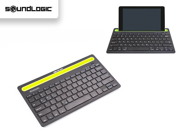 Deal Donkey - Soundlogic Draadloos Toetsenbord - Bluetooth - Gleuf Voor Smartphone Of Tablet Deal Donkey - Soundlogic Draadloos Toetsenbord - Bluetooth - Gleuf Voor Smartphone Of Tablet
