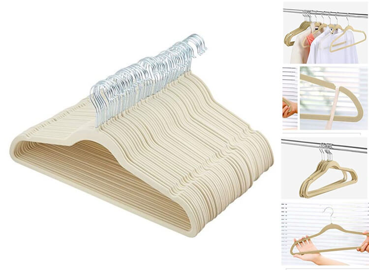 Deal Donkey - Stevige Suede Kledinghangers - 50 Stuks - Beige Deal Donkey - Stevige Suede Kledinghangers - 50 Stuks - Beige