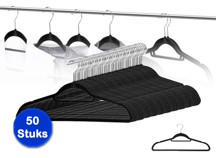 Deal Donkey - Stevige Suede Kledinghangers 50 Stuks - Zwarte Kleerhangers Deal Donkey - Stevige Suede Kledinghangers 50 Stuks - Zwarte Kleerhangers