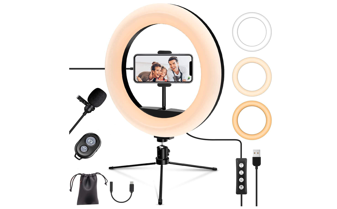 Deal Donkey - Tripod Met 10 Inch Verlichtingsring - Met Microfoon, Tripod En Smartphonehouder - Met Afstandsbediening Deal Donkey - Tripod Met 10 Inch Verlichtingsring - Met Microfoon, Tripod En Smartphonehouder - Met Afstandsbediening