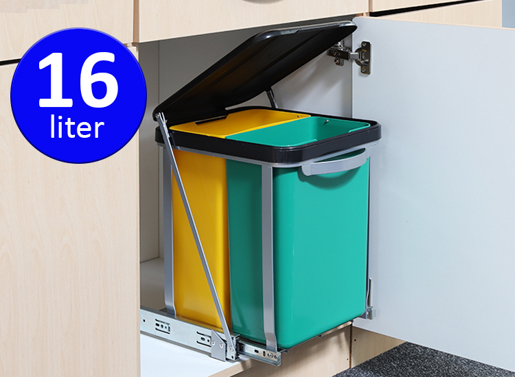 Deal Donkey - Uitschuifbare Keukenkast Prullenbak 2X 8L Deal Donkey - Uitschuifbare Keukenkast Prullenbak 2X 8L