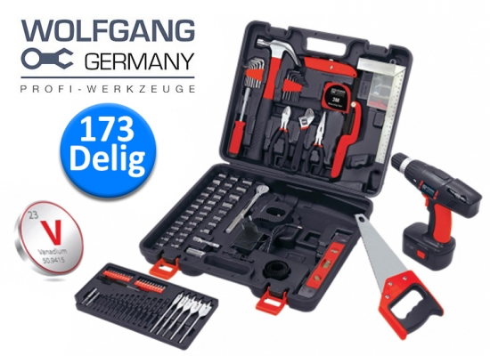 Deal Donkey - Wolfgang Germany 173-Delige Gereedschapsset Met O.A.Een Accuboormachine