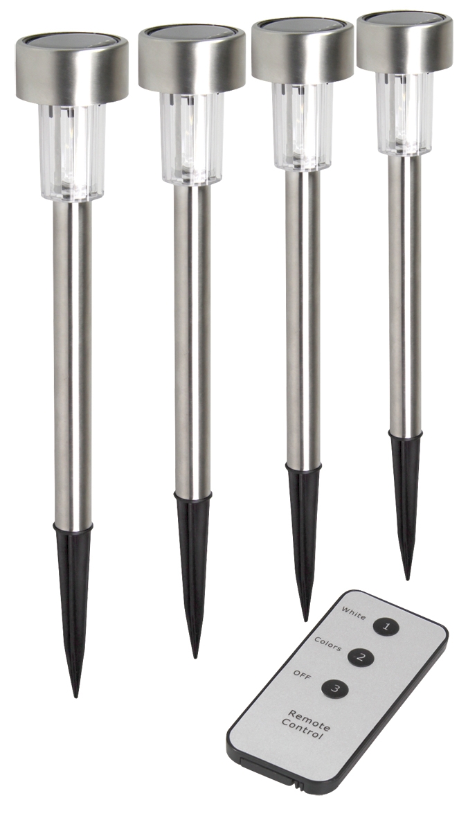 Doebie - 4 led solar tuinlampen met steekpin en afstandsbediening en gratis Doebie - 4 led solar tuinlampen met steekpin en afstandsbediening en gratis