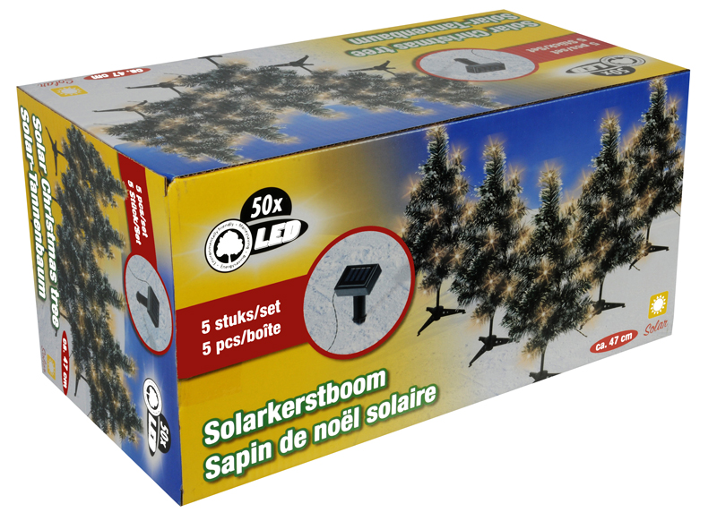 Doebie - 5 solar kerstbomen van 47 cm hoog Doebie - 5 solar kerstbomen van 47 cm hoog