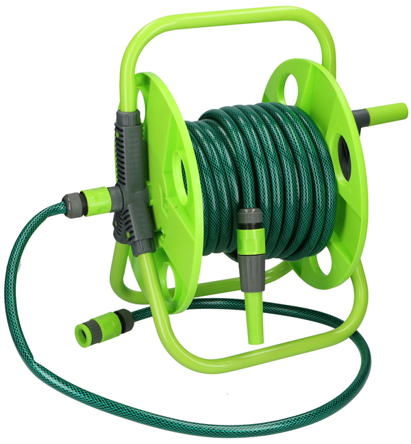 Doebie - Degelijke slanghaspel met 15m gewapende tuinslang en 6 accessoires Doebie - Degelijke slanghaspel met 15m gewapende tuinslang en 6 accessoires