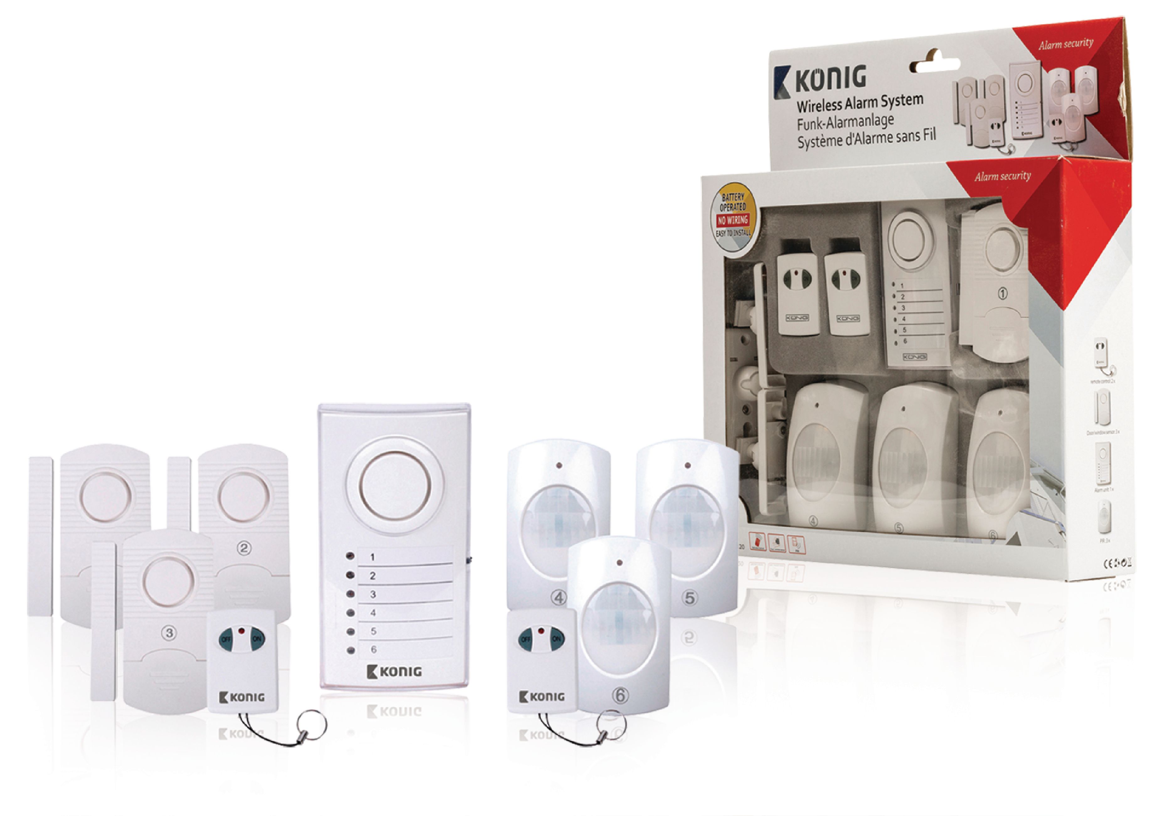 Doebie - Draadloze Alarm Set - 433 Mhz / 100 dB ZEER COMPLEET Doebie - Draadloze Alarm Set - 433 Mhz / 100 dB ZEER COMPLEET