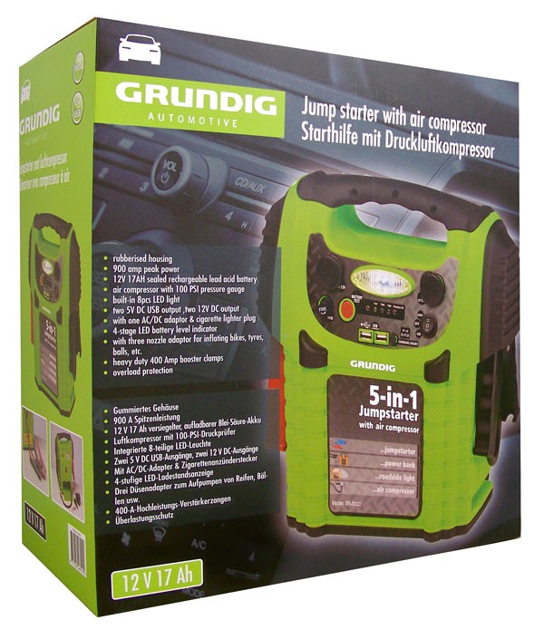 Doebie - Grundig Jumpstarter met luchtcompressor Doebie - Grundig Jumpstarter met luchtcompressor