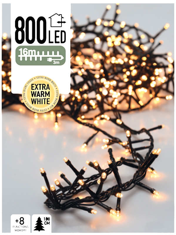 Doebie - kerstverlichting 800 LED's 16 meter warm wit - geschikt voor grote boom