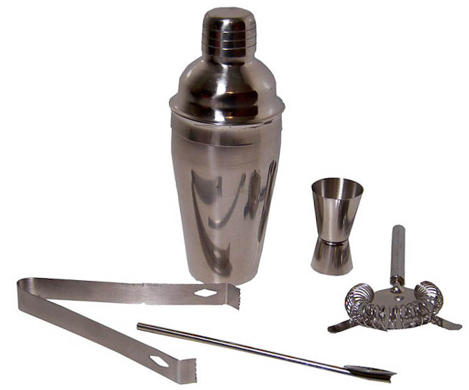 Doebie - Mooie 5 delige RVS cocktailset en gratis RVS keukensetje Doebie - Mooie 5 delige RVS cocktailset en gratis RVS keukensetje