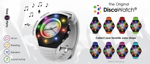 Gadgetknaller - Horloge Disco Met 8 Led Lights