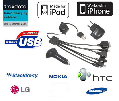 Gadgetknaller - Traxdata 6 in 1 Charging Kit Gadgetknaller - Traxdata 6 in 1 Charging Kit