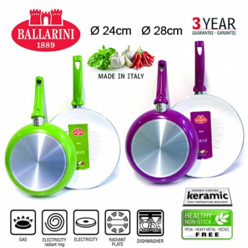 Gave Aktie - 2 Ballarini Keramische Pannen groen, 24 en 28 cm Gave Aktie - 2 Ballarini Keramische Pannen groen, 24 en 28 cm