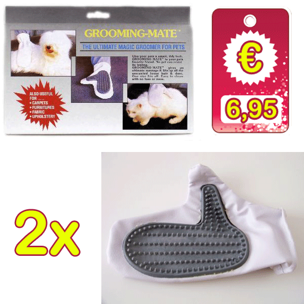 Gave Aktie - 2X Grooming Mate, Borstel Handschoen Voor Hond, Kat Of Knaagdier Gave Aktie - 2X Grooming Mate, Borstel Handschoen Voor Hond, Kat Of Knaagdier