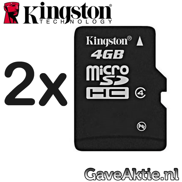 Gave Aktie - 2X Kingston Micro Sdhc Kaart 4 Gb