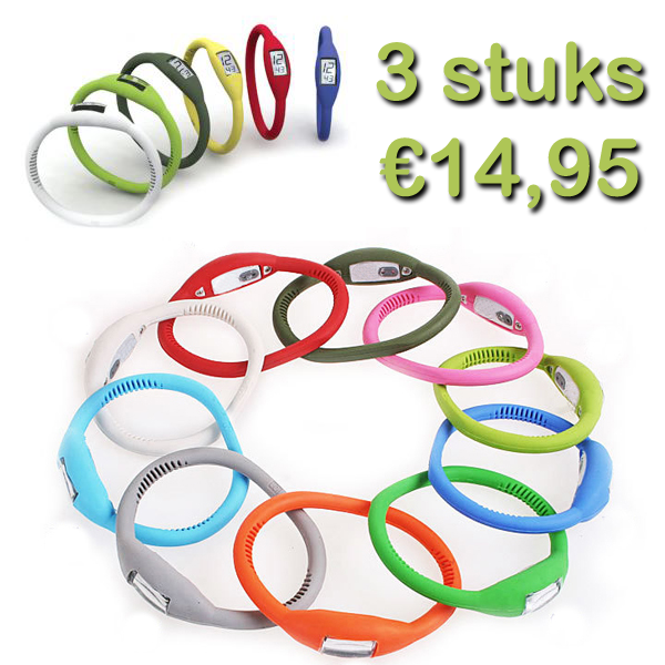 Gave Aktie - 3 Lichtgewicht Trendy Rubberen Horloges Gave Aktie - 3 Lichtgewicht Trendy Rubberen Horloges