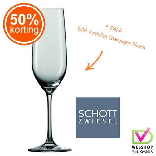 Gave Aktie - 4 Schott Zwiesel Kristallen Champagne Glazen