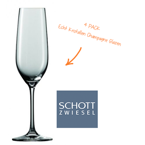 Gave Aktie - 4 Schott Zwiesel Kristallen Champangne Glazen Gave Aktie - 4 Schott Zwiesel Kristallen Champangne Glazen
