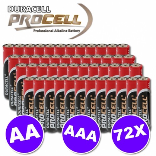 Gave Aktie - 72 Duracell Procell (AA of AAA)