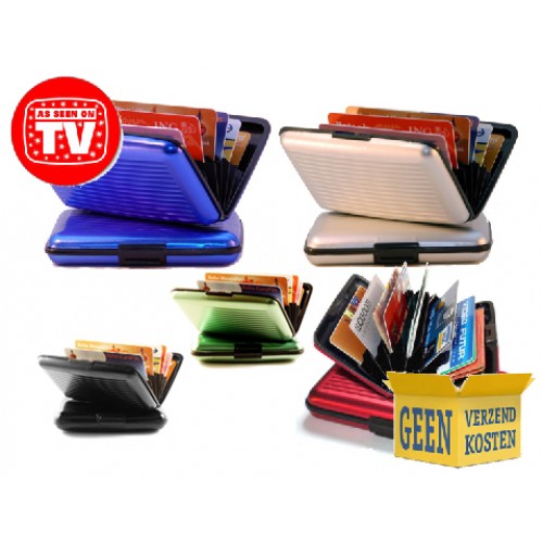 Gave Aktie - Alu Wallet, zwart, zilver, rood, groen en blauw Gave Aktie - Alu Wallet, zwart, zilver, rood, groen en blauw