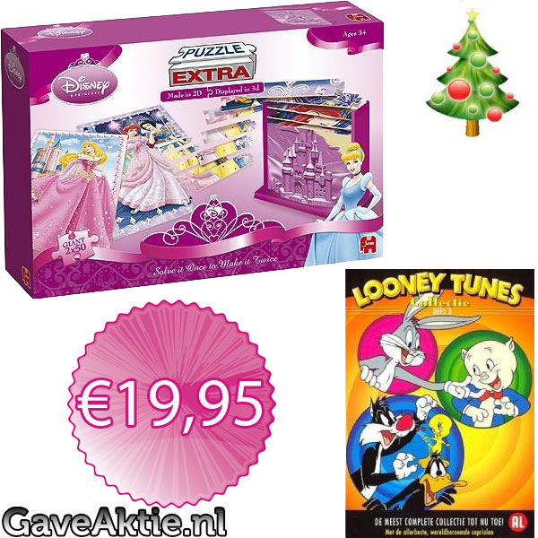 Gave Aktie - Disney 3D Princess Puzzle + 3 Dvd Looney Tunes Collection