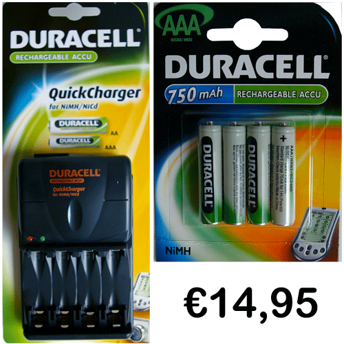 Gave Aktie - Duracell Snellader Voor Aa En Aaa + 4 Oplaadbare Aaa Batterijen