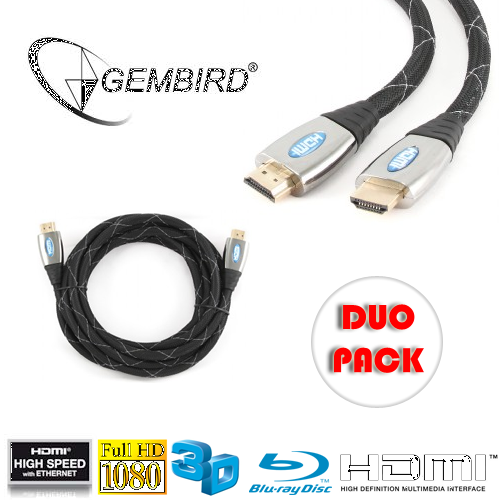 Gave Aktie - Gembird High Speed v1.4 HDMI Kabels 2 meter Premium DuoPack