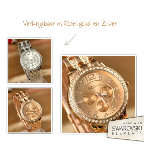 Gave Aktie - Geneva Horloge met Swarovski Elements