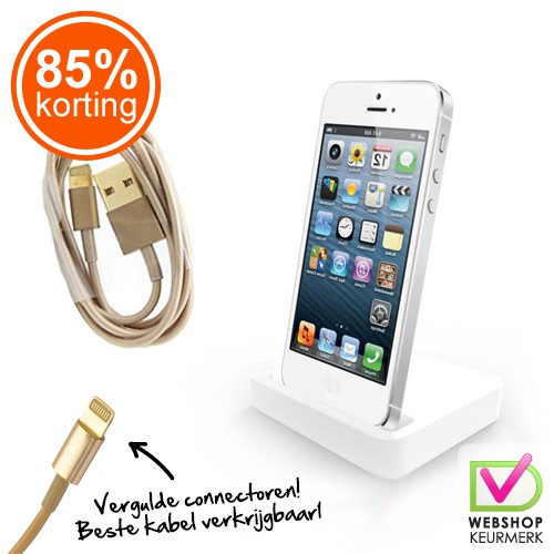 Gave Aktie - iPhone 4 / 5 Dock + 2m. kabel Gave Aktie - iPhone 4 / 5 Dock + 2m. kabel