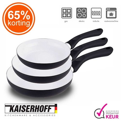 Gave Aktie - Kaiserhoff 3 delige Keramische Pannenset Gave Aktie - Kaiserhoff 3 delige Keramische Pannenset