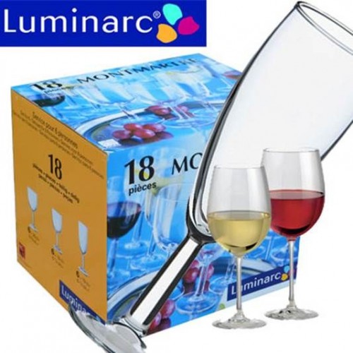 Gave Aktie - LUMINARC 18 DELIGE KWARTZ WIJNGLAZENSET MONMATRE Gave Aktie - LUMINARC 18 DELIGE KWARTZ WIJNGLAZENSET MONMATRE