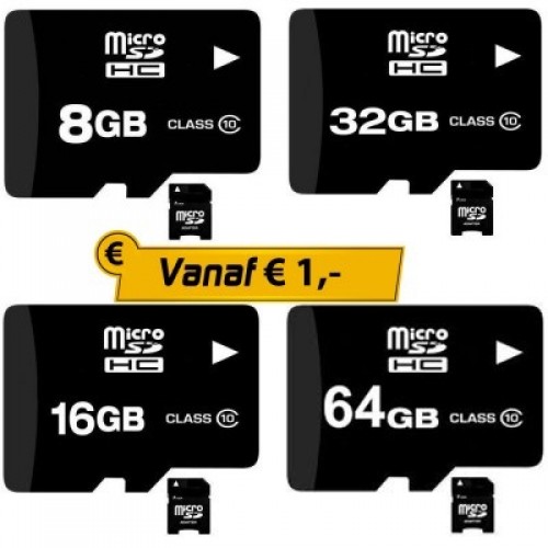 Gave Aktie - Micro SD 8, 16, 32 of 64 GB