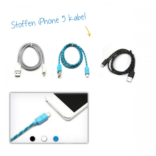 Gave Aktie - Stoffen iPhone 5 kabel Gave Aktie - Stoffen iPhone 5 kabel