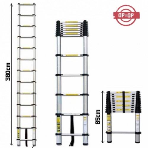 Gave Aktie - Telescopische uitschuifbare ladder 3,80 meter Gave Aktie - Telescopische uitschuifbare ladder 3,80 meter