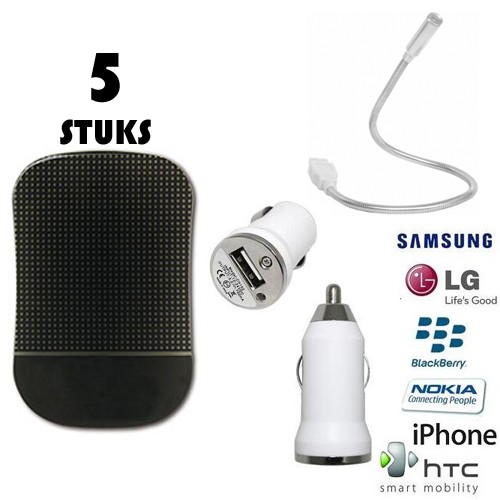 Gave Aktie - USB autolader + lamp & 5x stickypad Gave Aktie - USB autolader + lamp & 5x stickypad