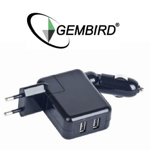 Gave Aktie - USB-reislader voor Stopcontact & Auto Gave Aktie - USB-reislader voor Stopcontact & Auto