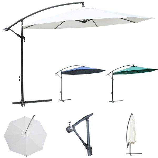 Gave Aktie - Zweefparasol Van 350Cm Wit, Blauw Of Groen Gave Aktie - Zweefparasol Van 350Cm Wit, Blauw Of Groen